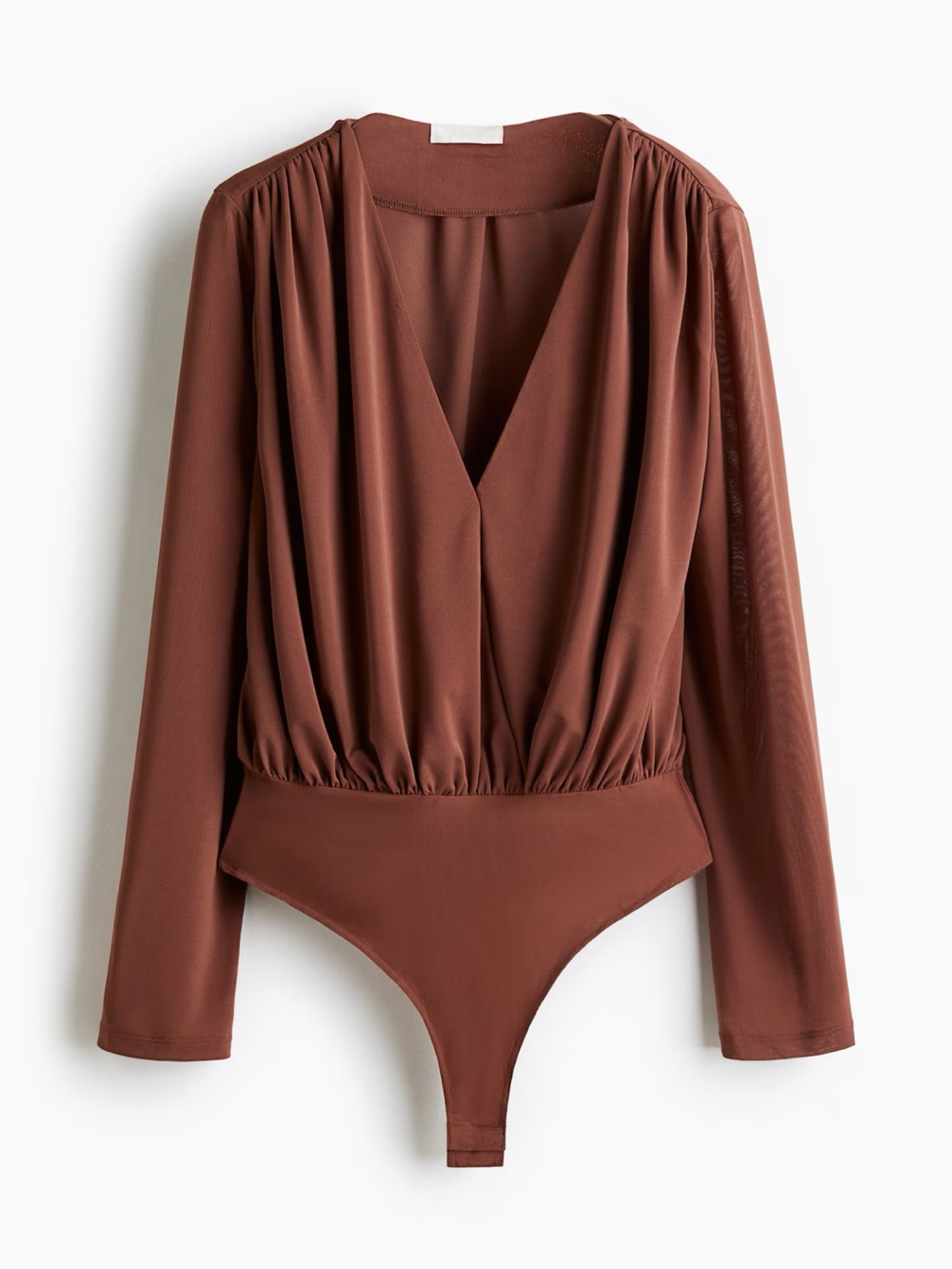 H&M Brown Long Sleeve V-Neck Bodysuit
